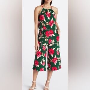 Maggy London Lottie Knit Crop Floral Sleeveless Jumpsuit Women's Size 4